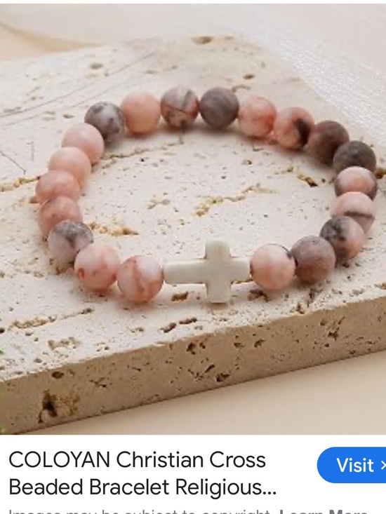 Christian beads religious bracelet Jewelry - #2643**Pink and Gray Beaded Cross Stretch Bracelet